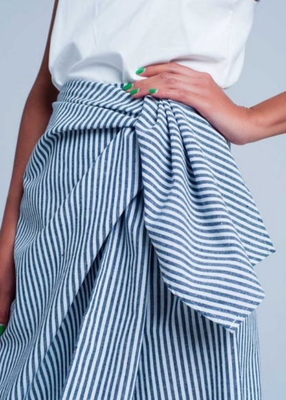 Stripes and tie midi skirt - Picture 2 of 4